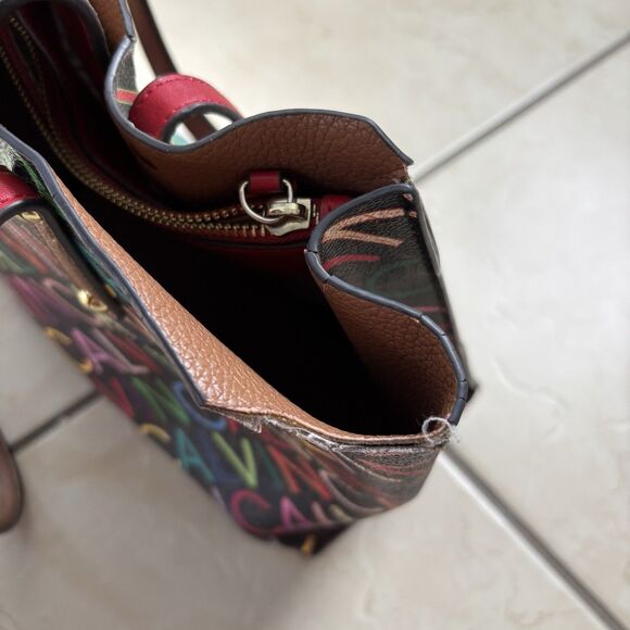 Calvin Klein Purse Dilan Shoulder Bag Colorful Logo Red Brown Medium Multicolor - Picture 15 of 15